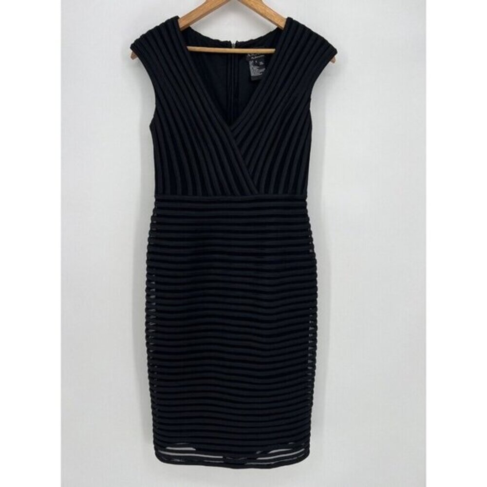 Xscape Joanna Chen Black Bandage Dress‎ V-Neck Bodycon Sheath Cocktail Women's 6